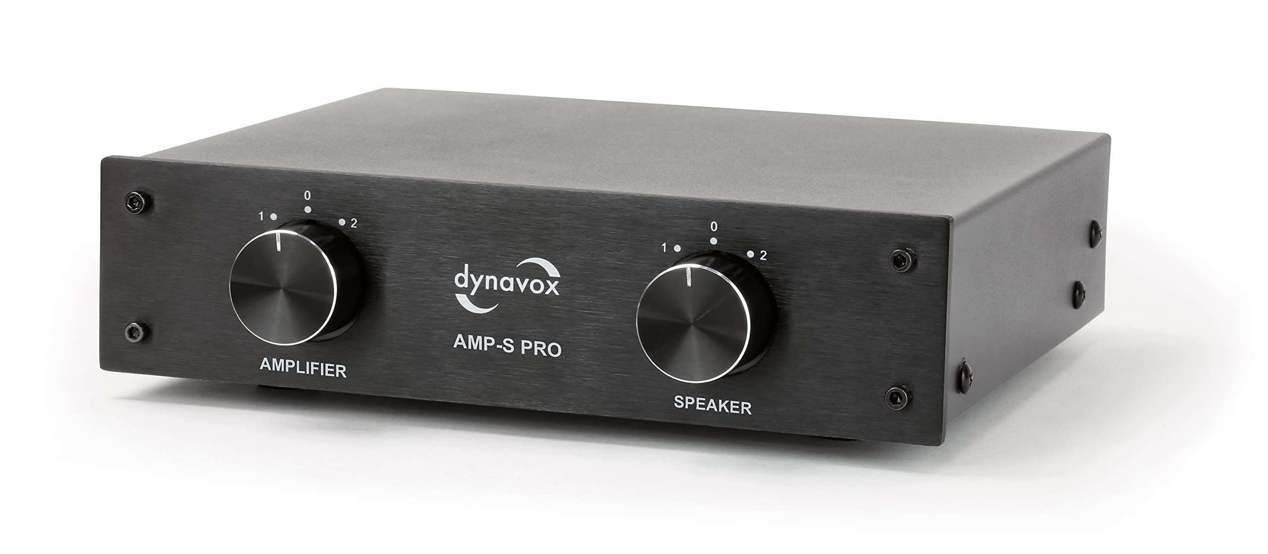 Dynavox AMP-S Pro Amplifier and Speaker Switch in Metal Housing for Stereo and Surround Amplifier, Banana Plug or Clamp Connector - Black