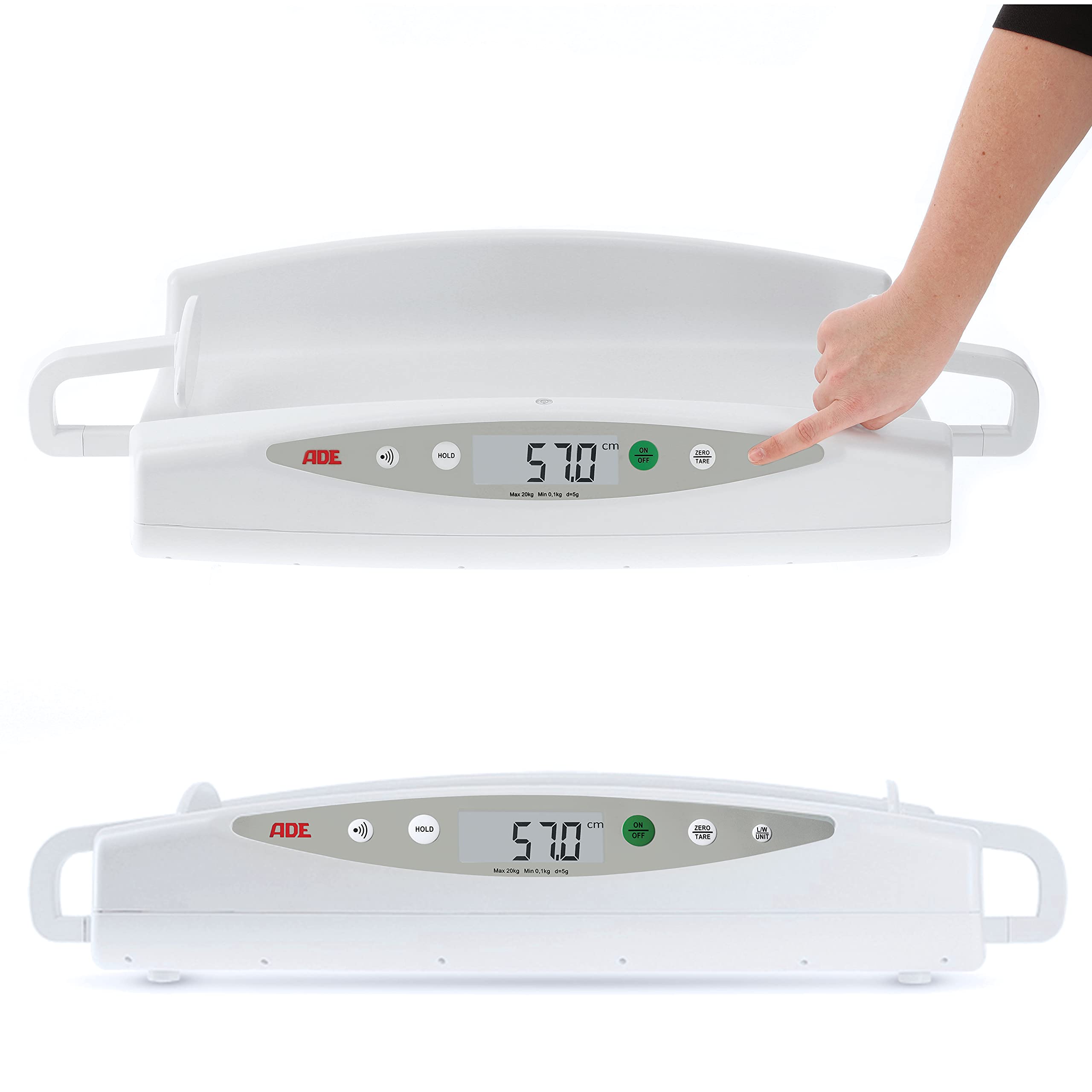 ADE M118000-01 Bilancia Pesaneonati Professionale digitale con altimetro integrato 20 kg Classe III, Garanzia Italia 24 mesi