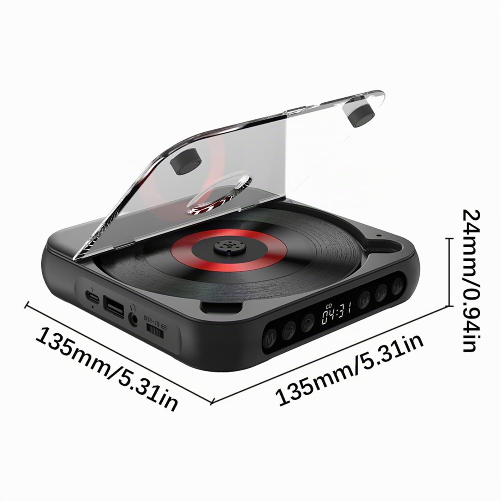 Kavolet Reproductor de CD portátil Walkman BT Reproductor de música Reproductor de CD con Cubierta a Prueba de Polvo, Incluye Auriculares, 6 Modos, Temporizador de repetición AB, Mando a Distancia,
