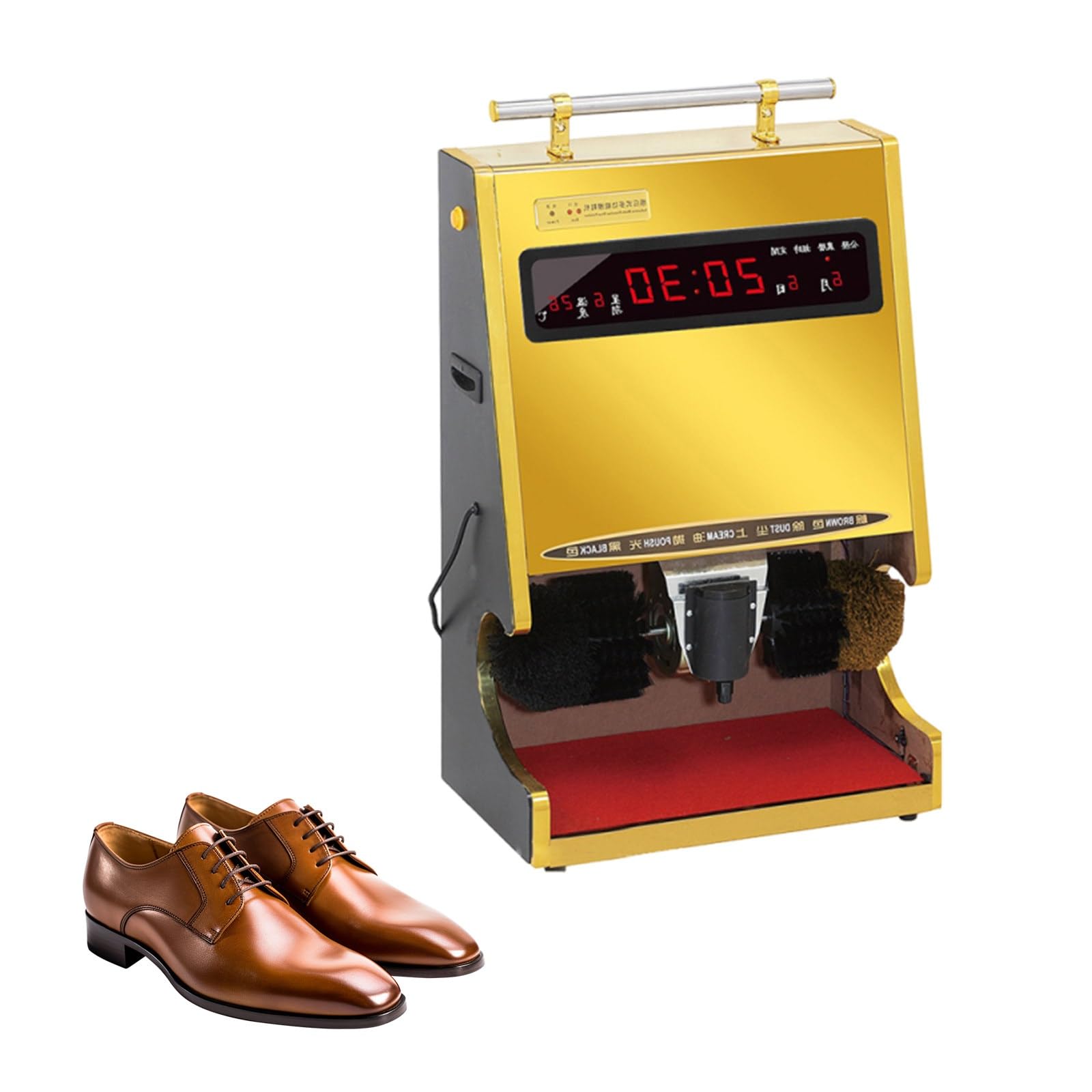 Automatische Schuhpolierer & Glanzmaschine, Dual Brush Schuhe Reiniger, Smart Datumsanzeige, für Lederschuhe, Stiefel, Zuhause, Büro