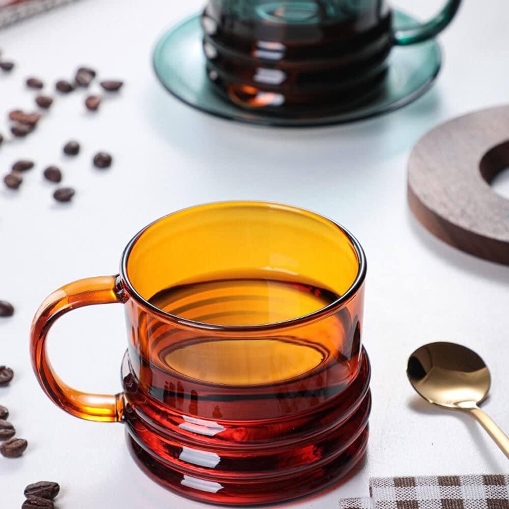 Generic 300 ml di Vetro colorato Tazza di Vino Resistente al Calore Espresso caffè Tazza di tè Succo di tè Whisky Whisky bimano Bevande Senza Cucchiaio I Regali (Color : W)