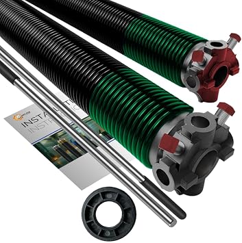 Garage Door Torsion Spring 243x2x30 for Left and Right Side of Garage Door with 1" Nylon Bushing and Winding Bars Precision E-Coating Minimum 30,000 Cycles Pair