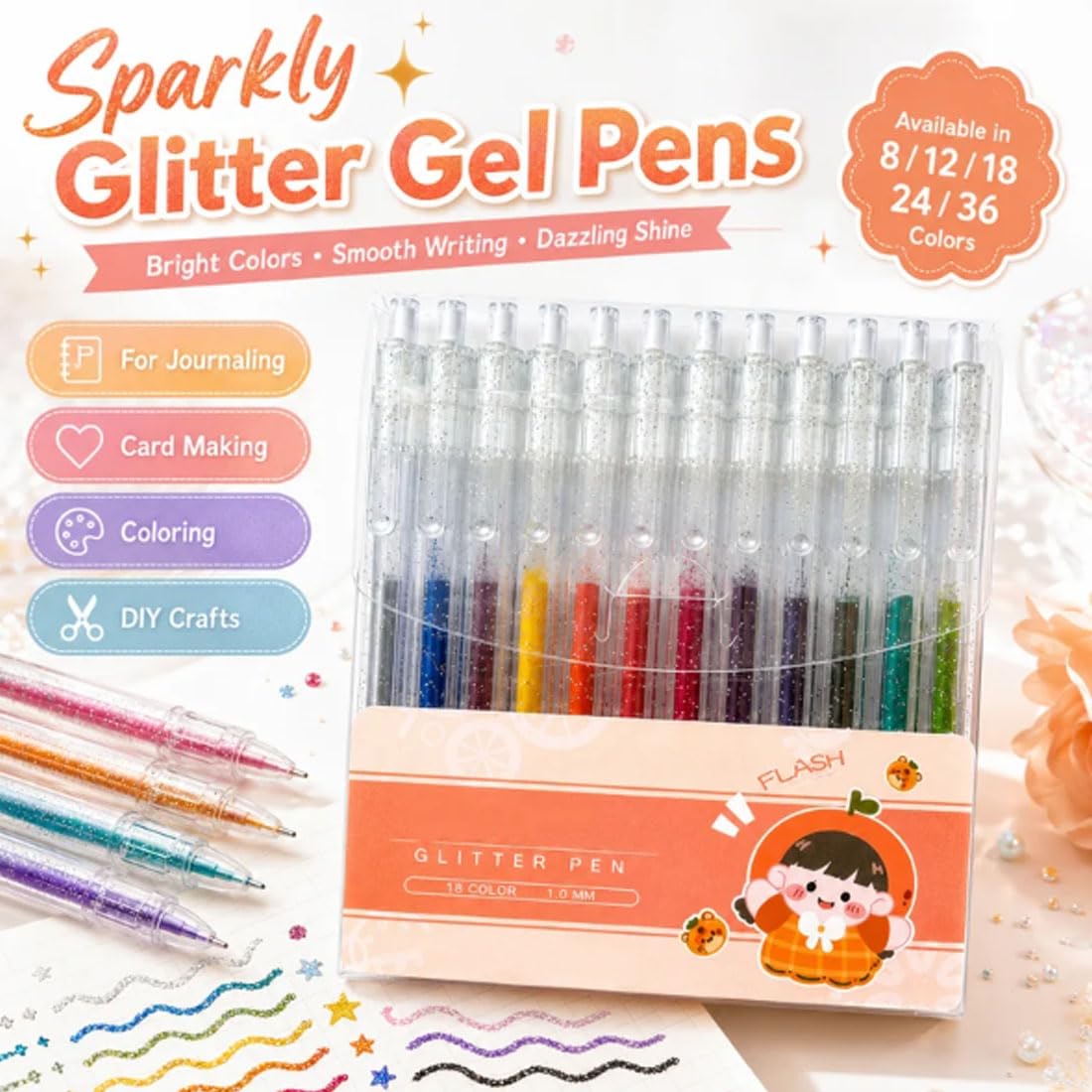 Ensemble de stylos scintillants à séchage rapide pour cartes (48 couleurs)
