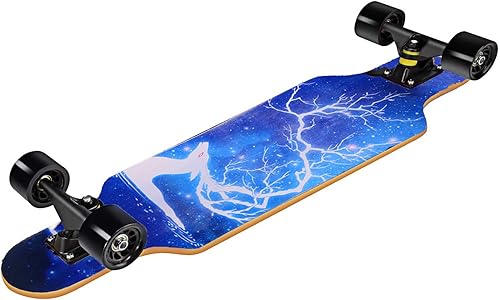 Miniatura 3 de Patineta Longboard Cruiser de 31 pulgadas, 31 x 8 pulgadas, patineta completa profesional con 7 capas de madera de arce para principiantes, niños y