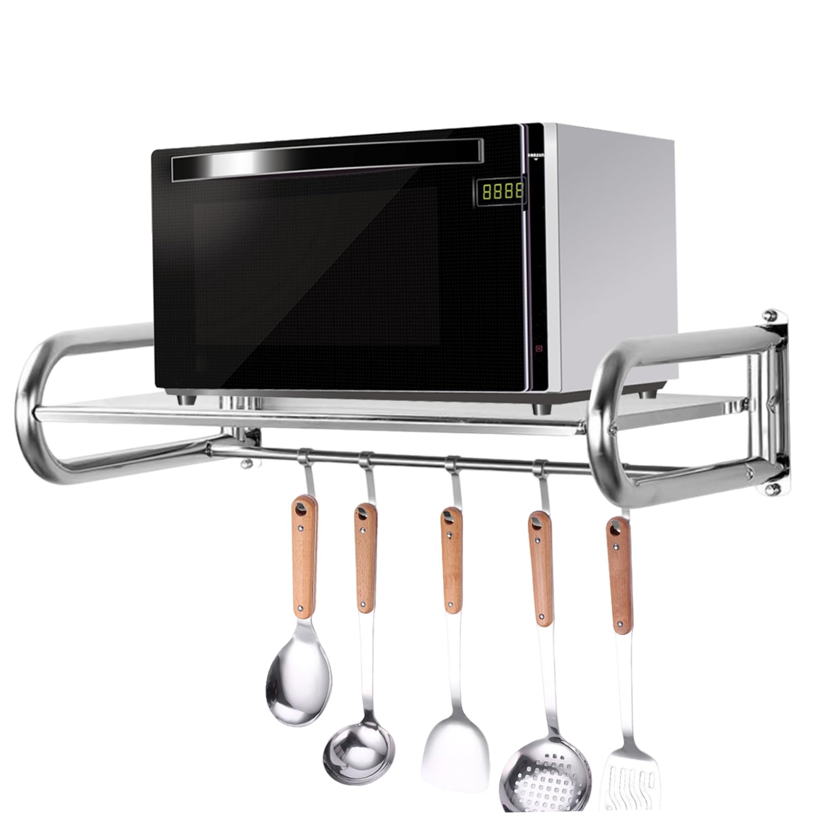 Étagère cuisine murale inox NIDONE supportant 31 kg pour micro-ondes