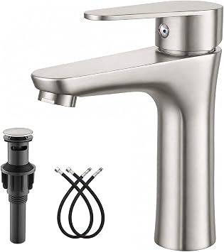 Heyalan Bathroom Sink Faucet with Pop-Up Drain, Brushed Nickel