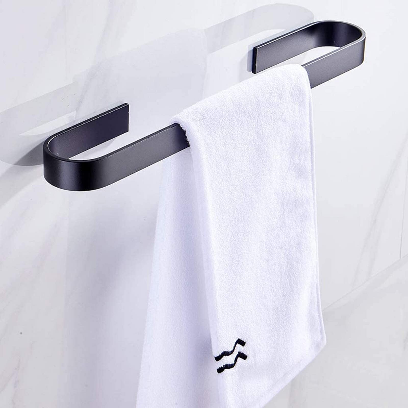Toallero Toallero Soporte De Baño De Aluminio Negro, Toallero Ensanchado Montado En La Pared Toalleros, para Baño Dormitorio Cocina, Sin Perforación(Size:60cm)