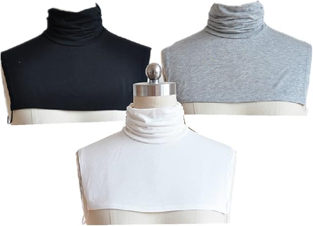 Meboom 3PCS Womens Neck Dickey Modal Neck Inserts False Fake Turtleneck Half Top Collar Shoulder Cover,White Black Grey