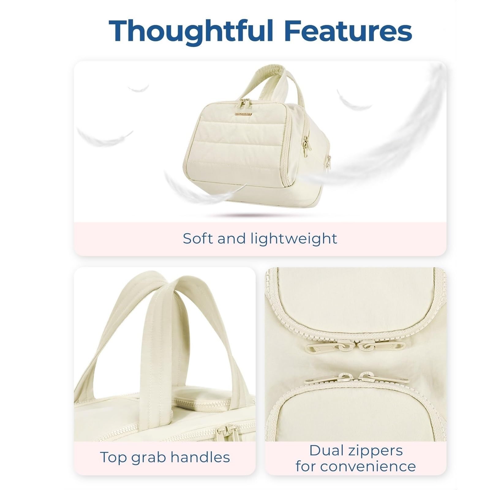 Kosmetiktasche Kulturtasche Reise-Kulturbeutel, Leichte Reisetasche, Flauschige Kosmetiktasche, Make-up-Tasche, Aufbewahrungstasche Mit Griff Schminktasche Damen(Beige)