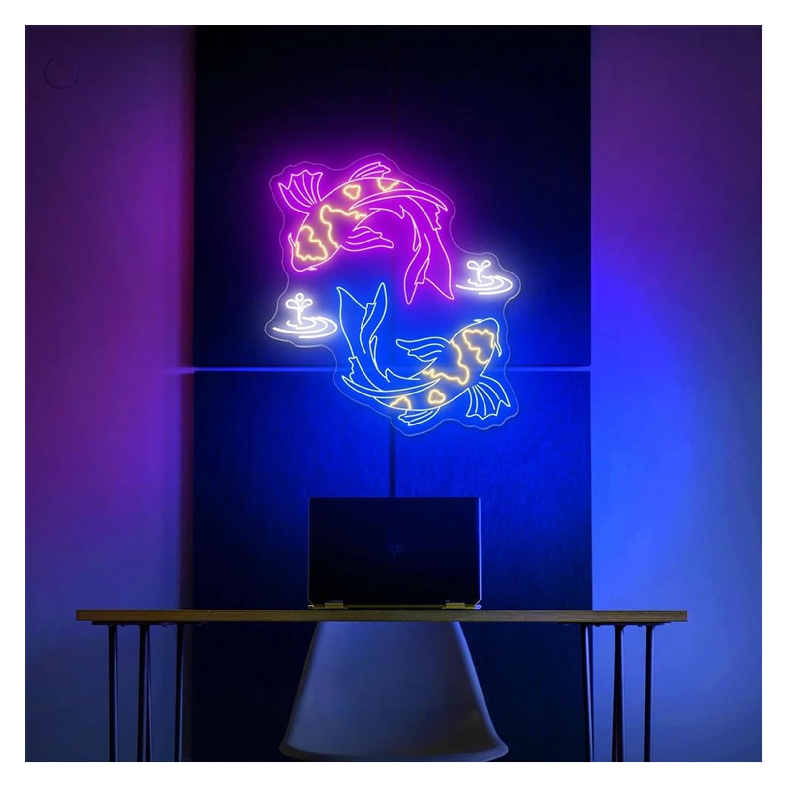 LEMST Signs Lamp Fish Neon Sign USB Powered Adjustable Brightness Two Fish Neon Lights Suitable for Hung On The Door Wall and Balconies(B,71cmx81cm)