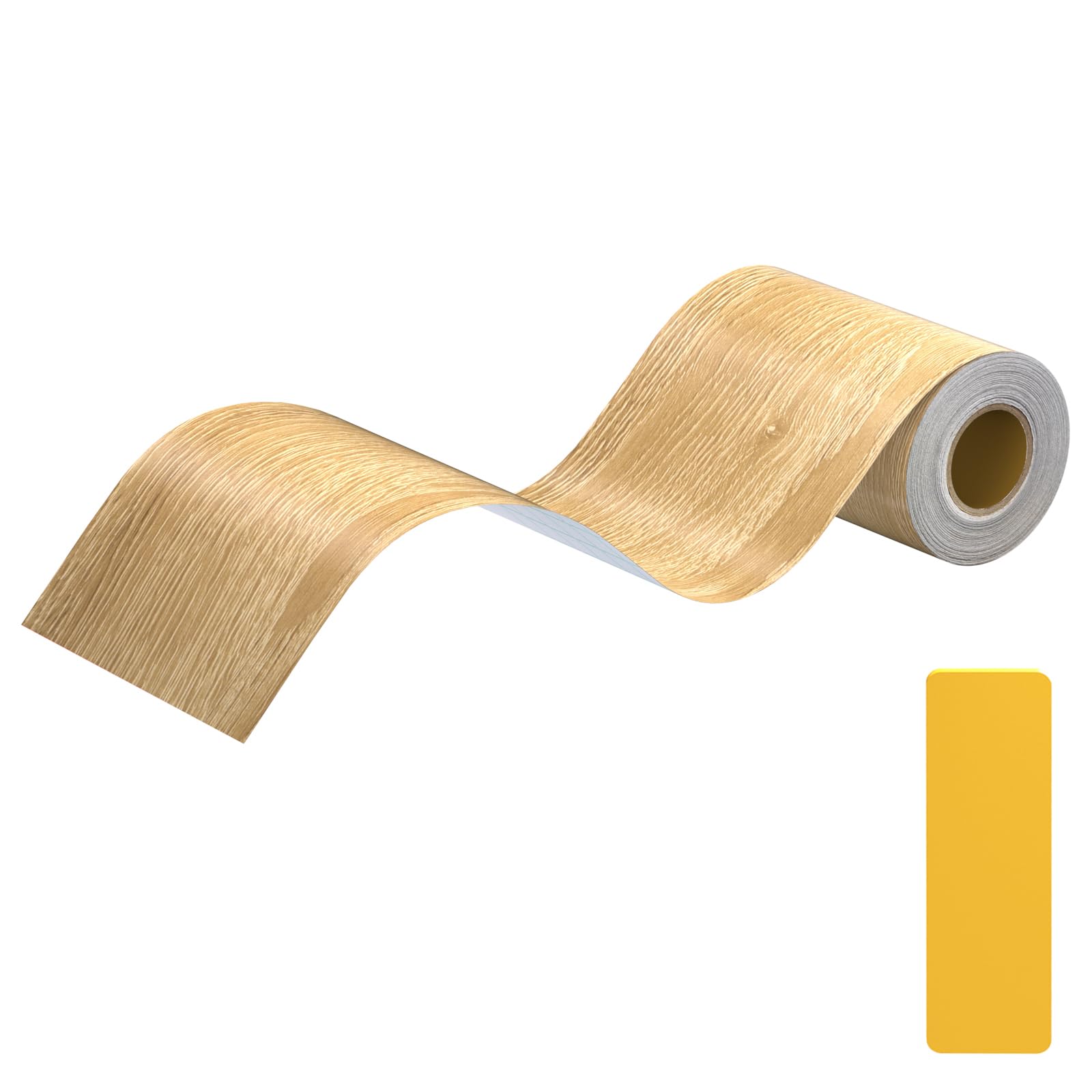 Lifuncren 15M Woodgrain Patterned Duct Tape, Wood Effect Repair Adhensive, Self-Adhesive Wood Grain Repair Tape, Imitation Woodgrain Wallpaper Border for Skirting Board, Doors, Floors (Yellow)
