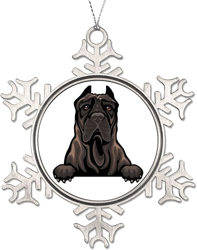 Miniatura 7 de Presa Canario - Árbol de Navidad de metal con copos de nieve, recuerdo para amantes de los perros, regalo para mamá, decoración de árbol de perro,