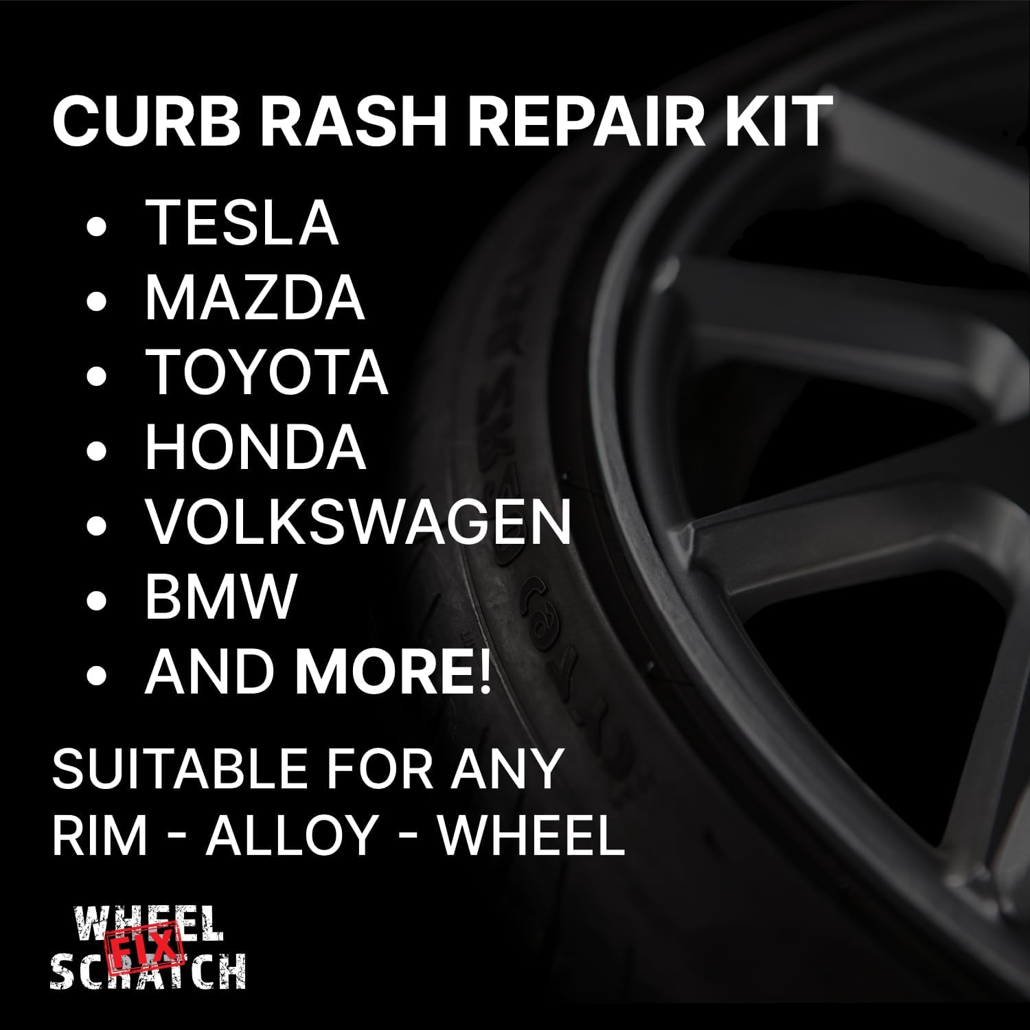 Wheel Scratch Fix® Anthracite Rim Touch Up Paint, Wheel Scratch Repair Kit, Alloy Curb Rash Kit, Rims Touch Up Pen, Universal Wheel Paint, DIY Alloy Rim Repair (Anthracite)