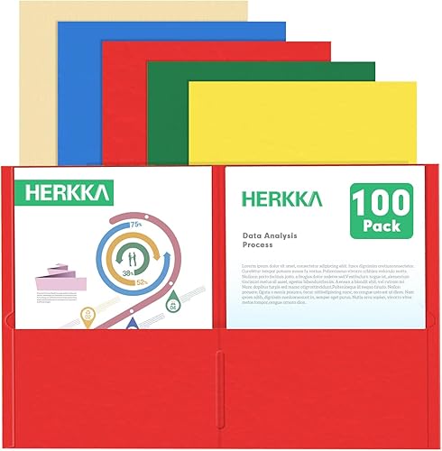 HERKKA - Carpeta de dos bolsillos, paquete de 100 carpetas de 2 bolsillos, carpetas de papel tamaño carta diseñadas para uso en la oficina y el HERKKA - Carpeta de dos bolsillos, paquete de 100 carpetas de 2 bolsillos, carpetas de papel tamaño carta diseñadas para uso en la oficina y el