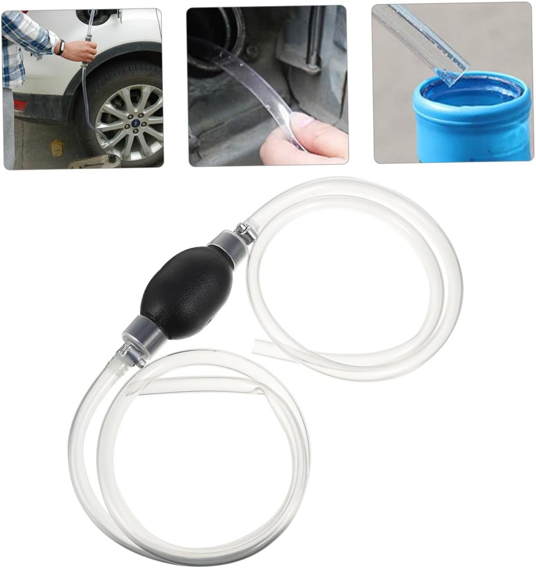 Hand Pump Fuel Transfer Siphon Pump High Flow Hose for Gas Oil Liquid Transfer Lightweight and Portable Design for Lawn Mowers Trimmers and Emergency Use