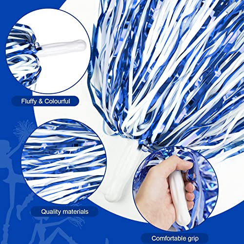 LINYAPRY 24 Pcs Metallic Cheerleading Pom Poms for Kids Cheerleaders Cheer Pom Poms with Baton Handle - Image 3