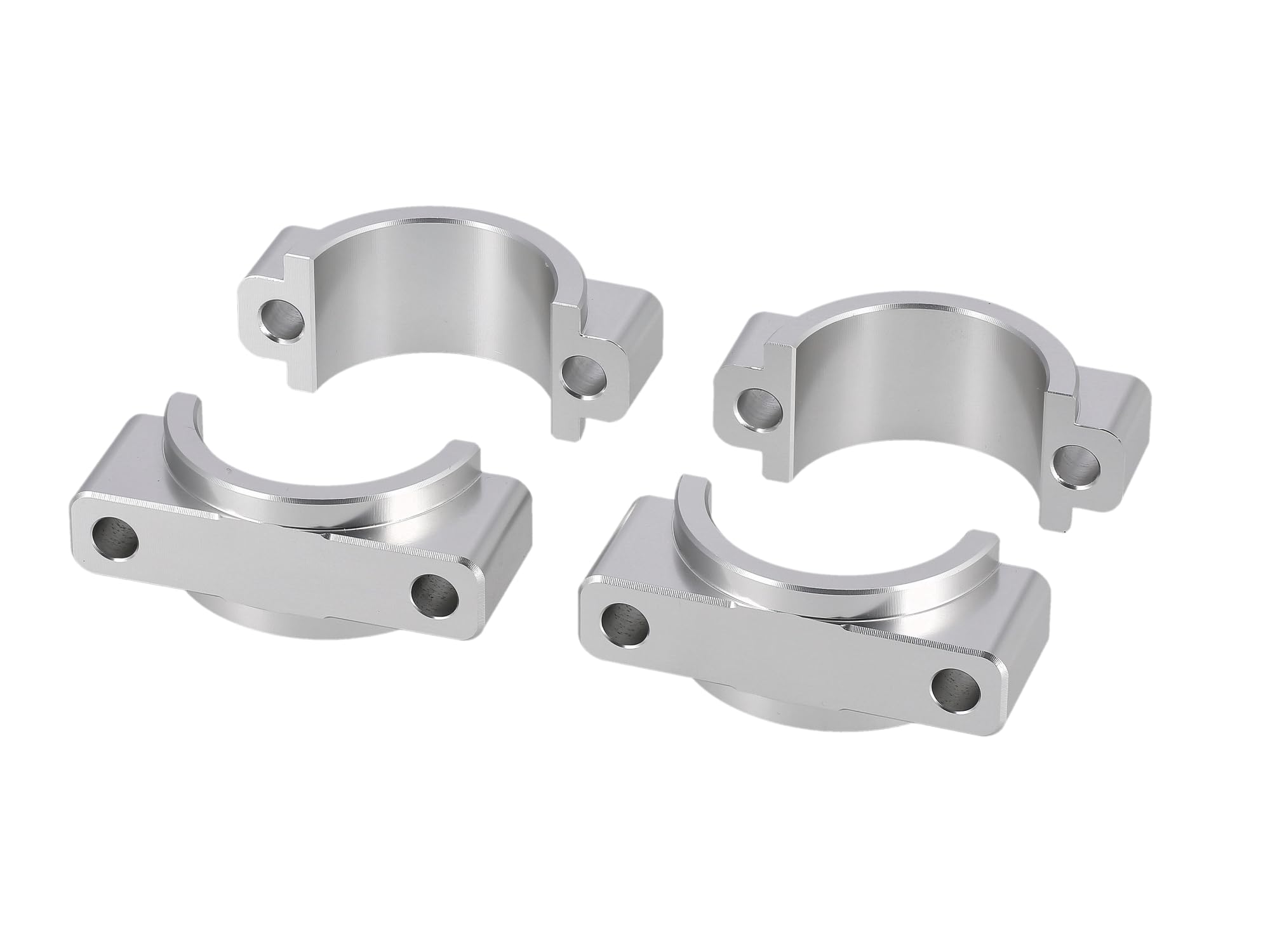 Set: CNC Klemmstücke für Schutzblech mit Schrauben, Silber eloxiert - für S