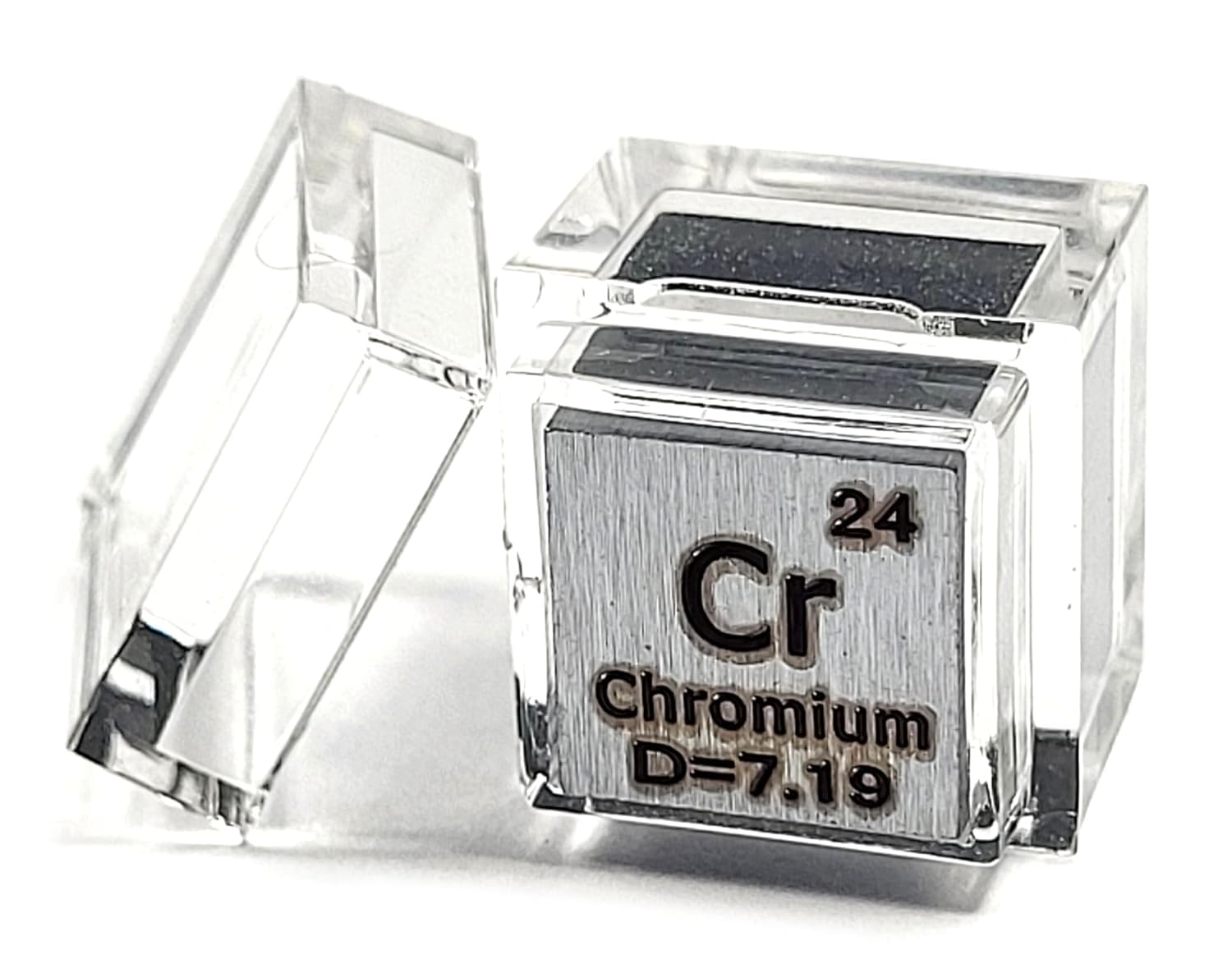 0.39" 10mm Chromium Metal Cube Cr up to 99.9% Pure Periodic Table Element Engraved Density Collection Science Education Display Block Cube + Acrylic Case Box - 1PC — image 1