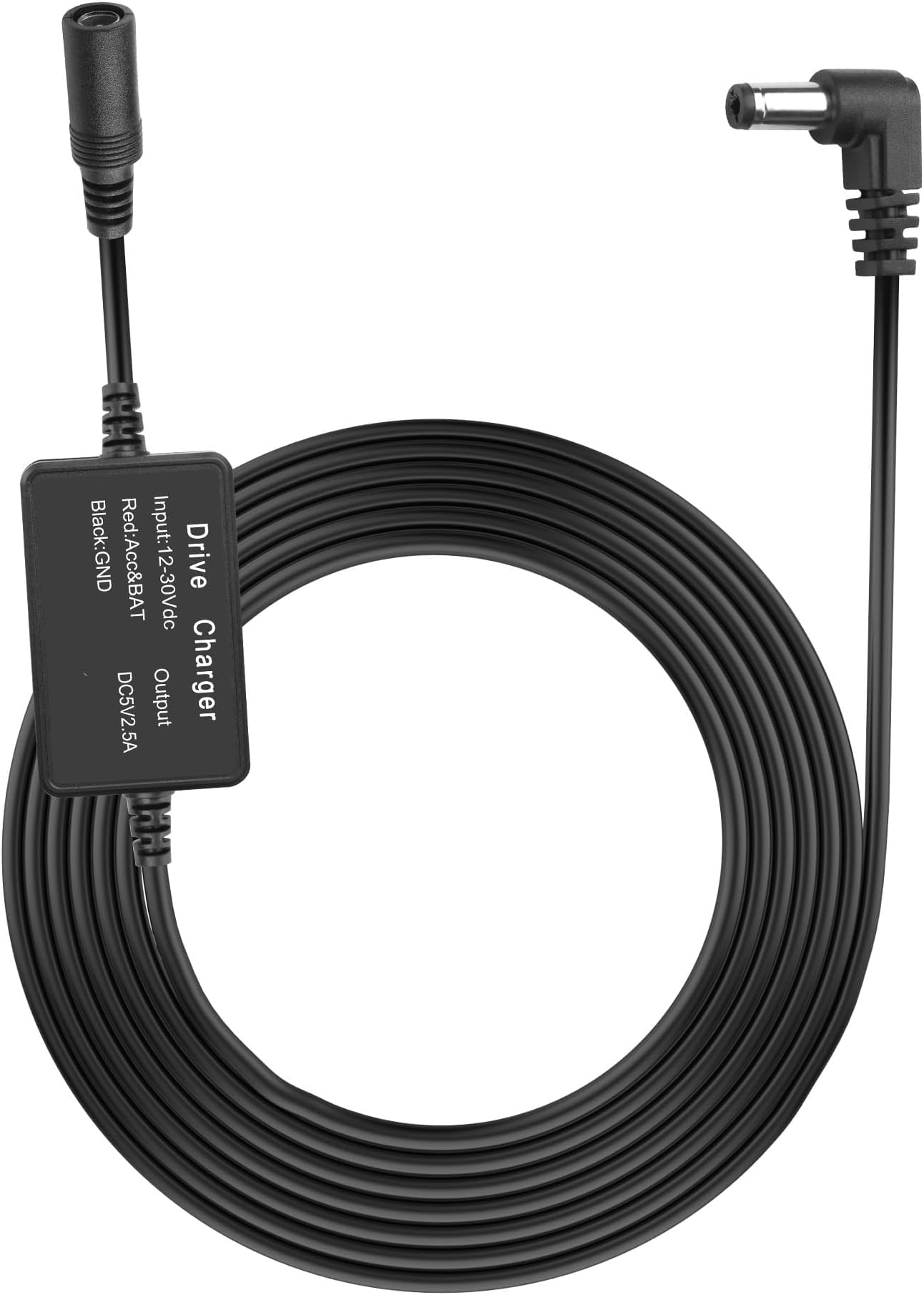 XMSJSIY 9V/12V/24V DC5521 Step-Down Converter Adapter Cable 24AWG 5.5 mm x 2.1 mm DC Female to 90 Degree Rectangle Plug Power Extension Cable for Router, Camera, Car Driving Recorder -2.2M/7.2FT