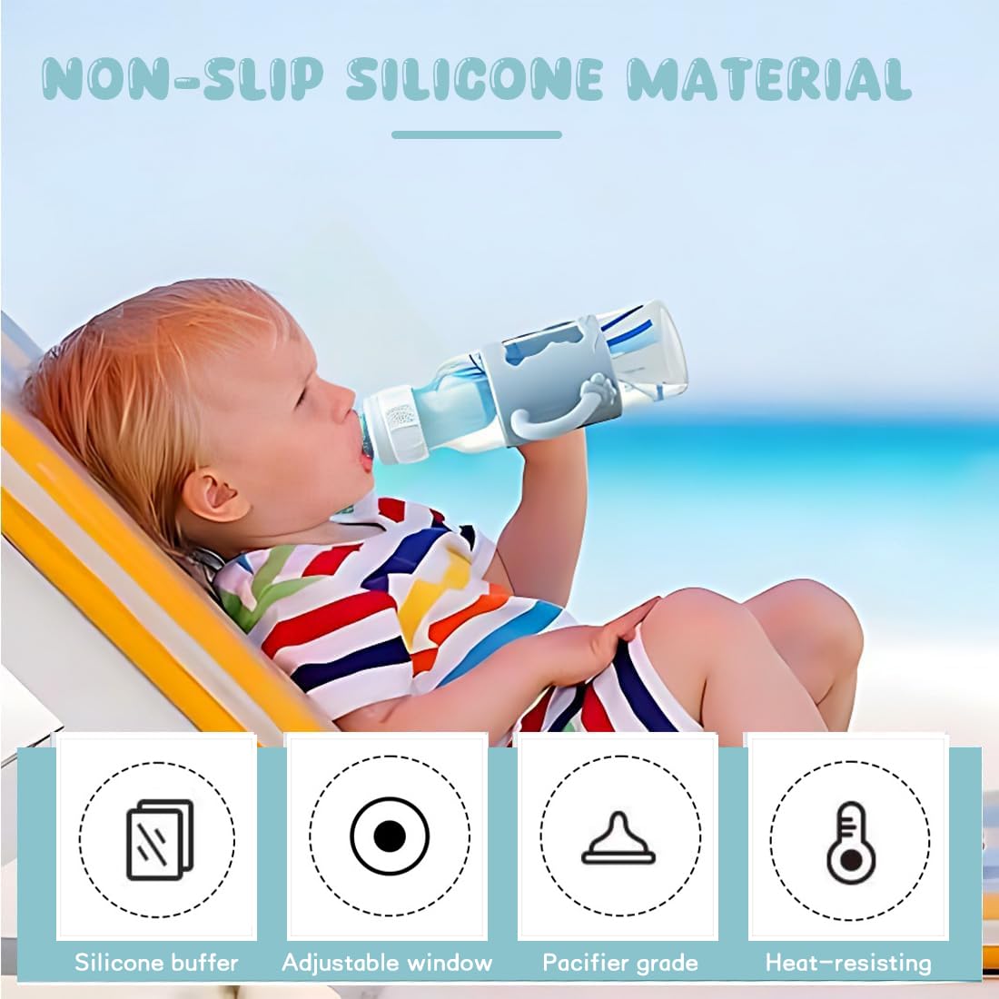 2 Pezzi Manici per Biberon,Manico Per Biberon Silicone,Manico Plastica Per Biberon,Biberon Baby Feeding Portaborraccia,per Biberon Standard a Collo Largo