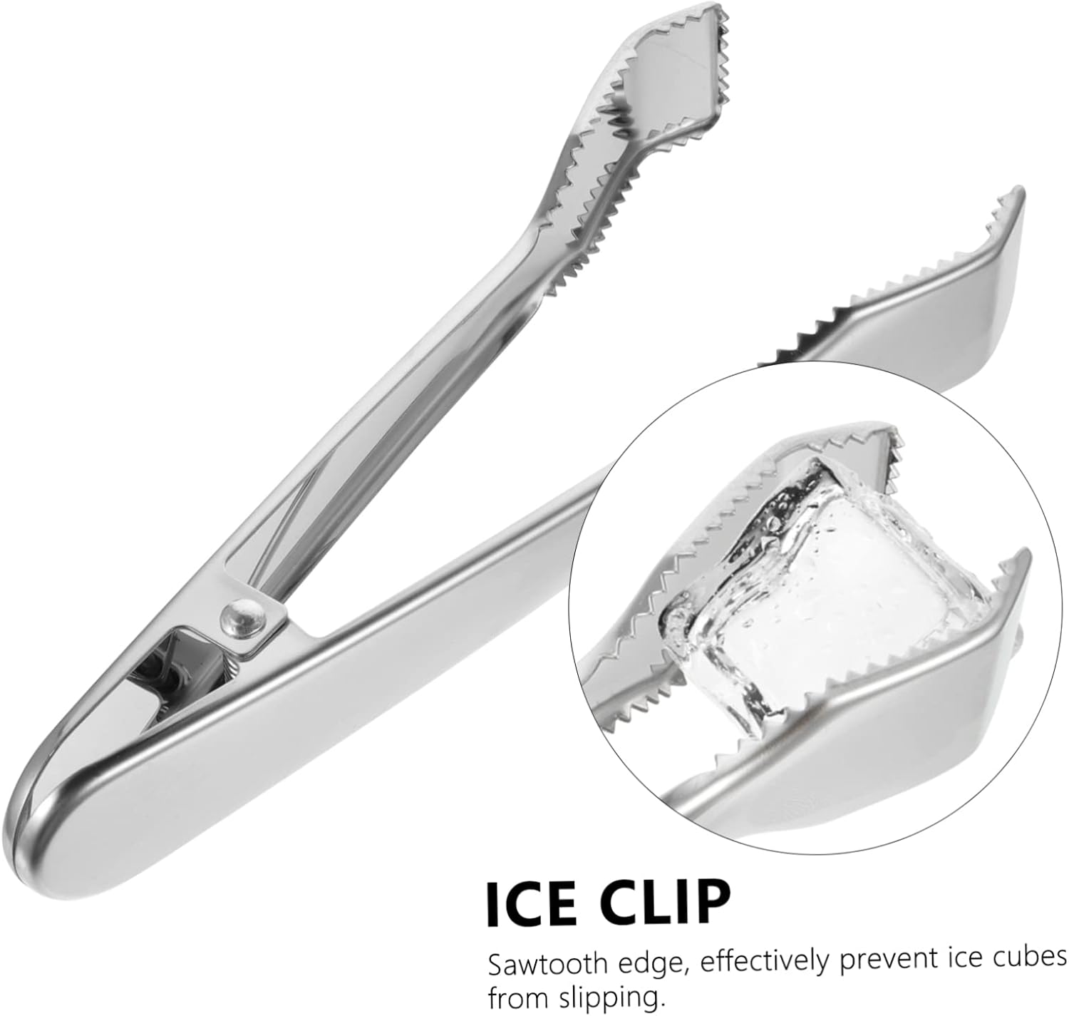 VOSAREA 304 Stainless Steel Ice Clip Tooth Mirrored Surface Food Tongs for Serving Spring-Loaded Kitchen Utensil for Ice Buckets and Appetizers