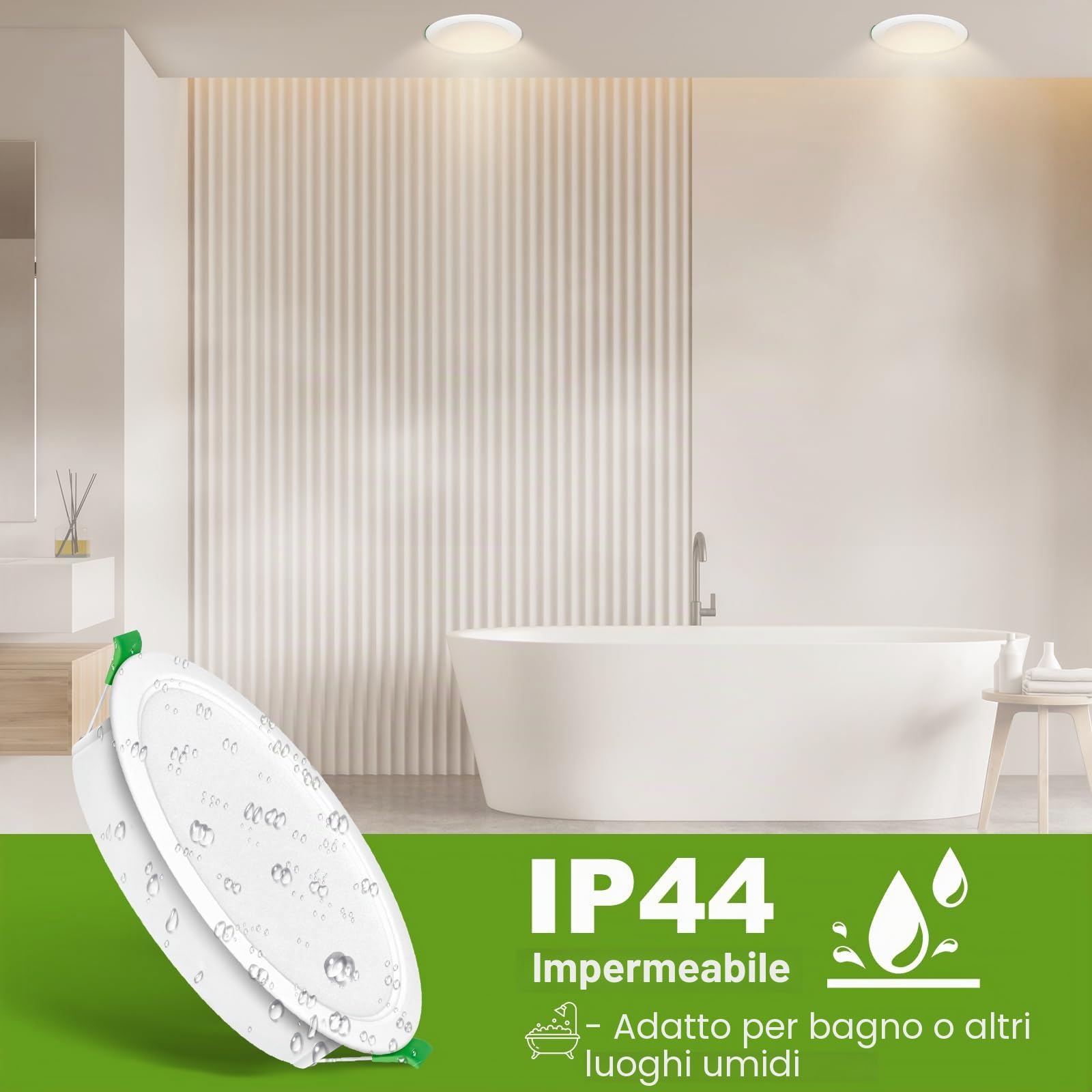 Faretti Led da Incasso per Cartongesso 230V, 10W Foro Φ 95-105mm, IP44, Non Dimmerabile, Faretti LED Soffitto, Bianco Neutro 4000K, Set di 12