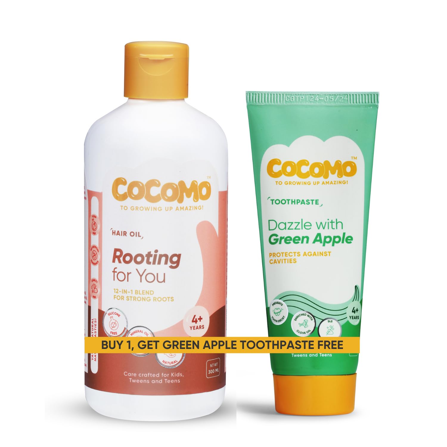 Cocomo Rooting For You Hair Oil - 300ml (Age 4+ years) 12-in-1 Blend for Strong Roots & Softer Hair | with Olive, Almond, Jojoba Oil | Mineral-Parabens-Sulfates Free | Natural Oil for Kids