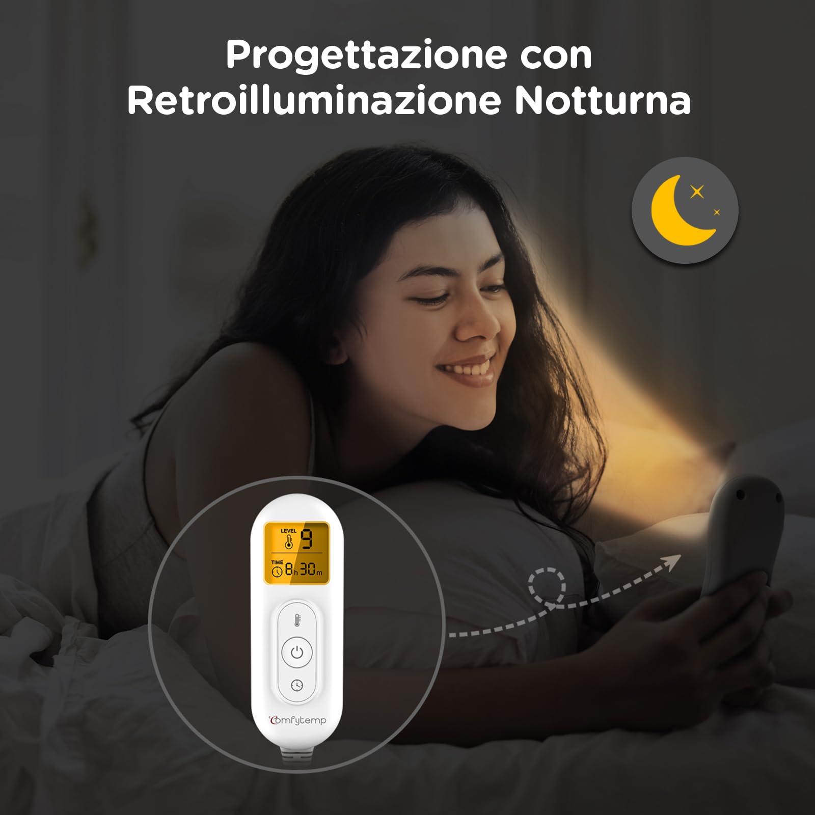 Comfytemp Termoforo per Cervicale e Spalle, 9 Livelli di Calore, Cuscinetto Termico per Alleviare il Dolore alla Spalla e alla Schiena, Spegnimento Automatico, Cuscino Termico, 48×56cm, Grigio