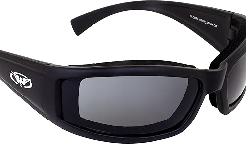 Miniatura 7 de Global Vision StrayCat - Gafas de sol para motocicleta antiniebla, paquete de 3 lentes amarillas transparentes ahumadas para día y noche, espuma