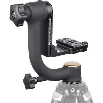 ARTCISE Professional Gimbal Tripod Head Heavy Duty Heads with Standard 1/4 Inch Quick Release Plate and Spirit Level for DLSR Camera Tripod Max Load 20 kg/44 lbs