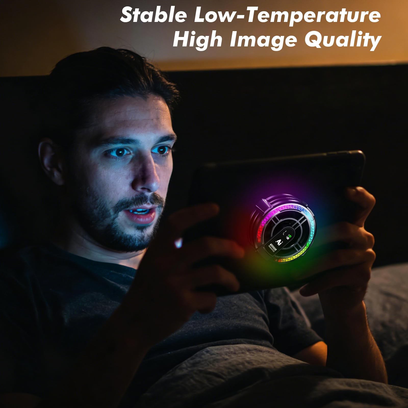Refrigeratore magnetico per tablet con 4 modalità di raffreddamento e luce RGB, display digitale, dispositivo di raffreddamento per telefono a semiconduttore per iPad, tablet, prevenzione del