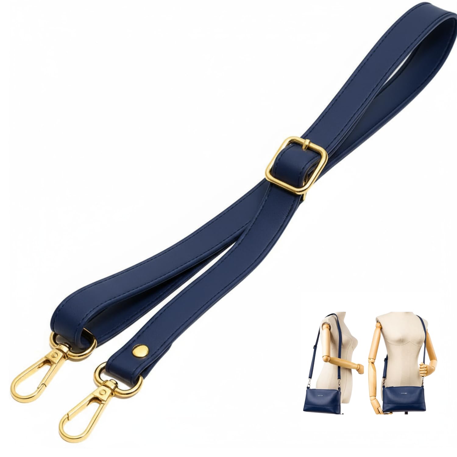 Replacement Shoulder Strap, Adjustable Shoulder Bag Belt, Navy Blue Color Exclusive for Hand Bags Side Sling Crossbody Bags Adjustable Length with Golden Buckles.-image-30