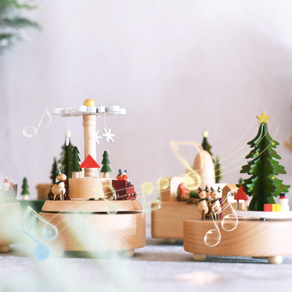 Amazon.co.jp: LILYXIN 木製クリスマスオルゴール、木製メカニズム