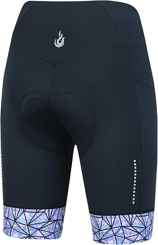 Miniatura 3 de Pantalones cortos de ciclismo para mujer con relleno de gel 3D con bolsillo para interiores y exteriores para ciclismo spinning