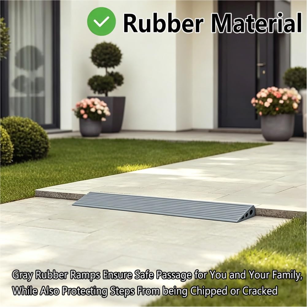 Rampa de Puerta de 500 kg Antideslizante Rampa de Acera Altura 1-2.5 cm | Autoadhesivo, Portátiles Rampa de Cuña de Goma, para Bordillos Umbrales(100x6x2cm/39.3x2.4x0.8in)
