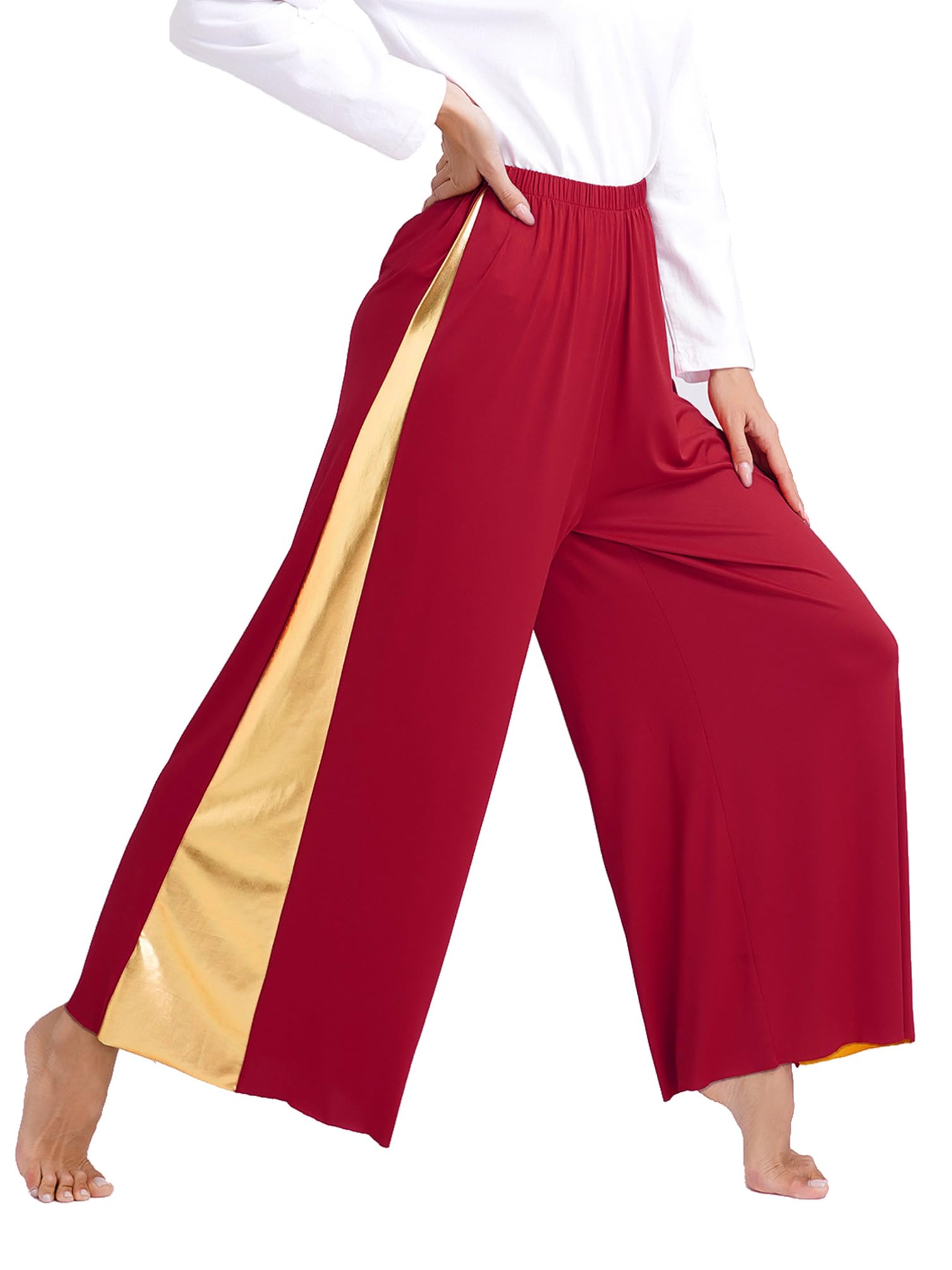 dPois Vestito da Donna per Danza Lirica Liturgico Contemporanea con Pantaloni a Gamba Larga Abito da Ballo Latino Moderno Valzer Tango Costume da Danza Samba Salsa