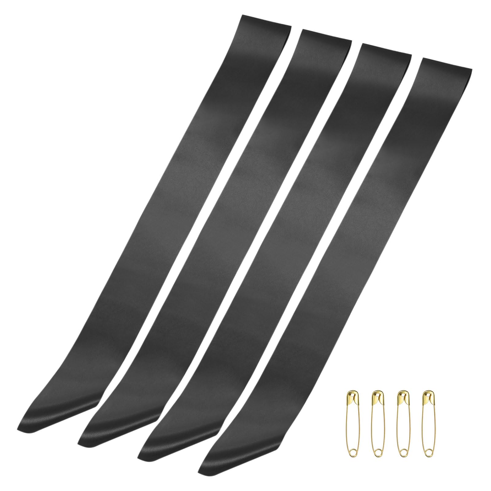 PATIKIL 63" x 4" Blank Satin Sash, 4 Pcs Black Plain Prom Queen Satin Sashes for Pageant Prom Graduation Wedding Banquet Birthday Party DIY Decorations