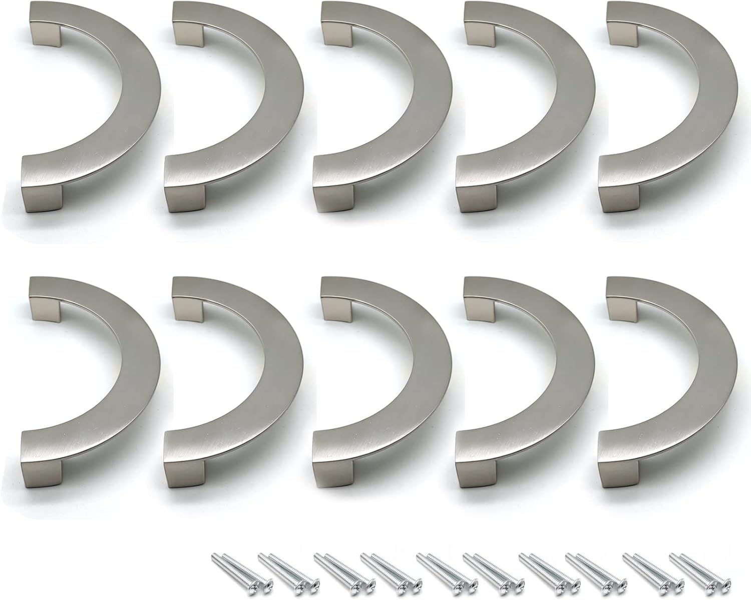 Half Moon Cabinet Pulls Glossy Gold,10-Pack, Cabinet Knobs and Handles 5.04" Hole Centers Finger Door Handle Zinc Alloy with Screws Semi Circle Door Pulls