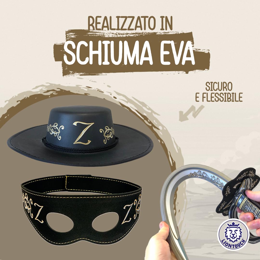 Liontouch - Set Z-Bandit - Spada Giocattolo, Maschera e Cappello per Avengers | Per Bambini/Bambine dai 3 agli 8 anni | Gommapiuma Resistente e Sicura | Costumi e travestimenti per Giochi di Ruolo