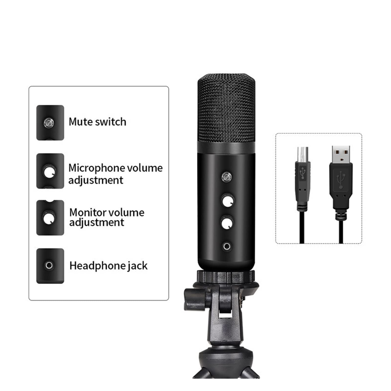 Kompatybilny z mikrofonami do gier Mikrofon pojemnościowy USB do komputera PC, laptopa, nagrywania, śpiewania, grania i przesyłania strumieniowego