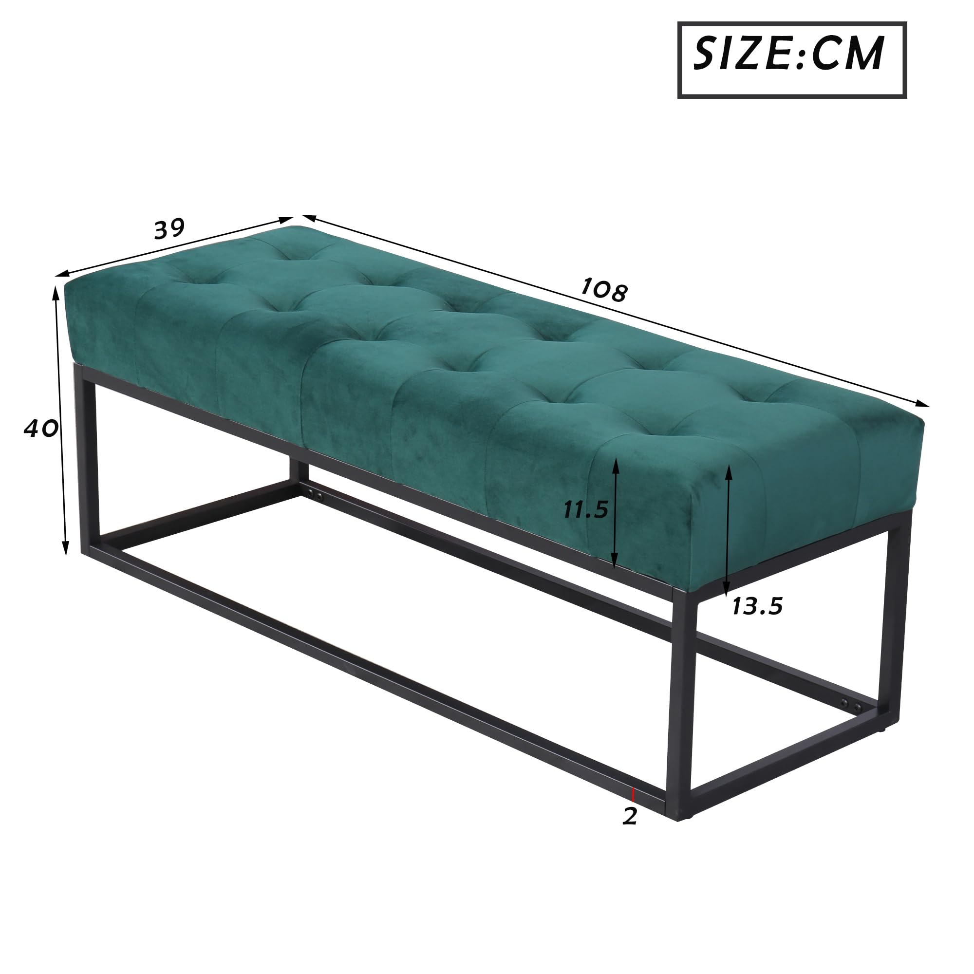 I0I&I0I Juego de dormitorio, diseño moderno, cama doble + 2 mesitas de noche + taburete, conjunto de muebles de dormitorio, terciopelo (verde 2 + con colchón)