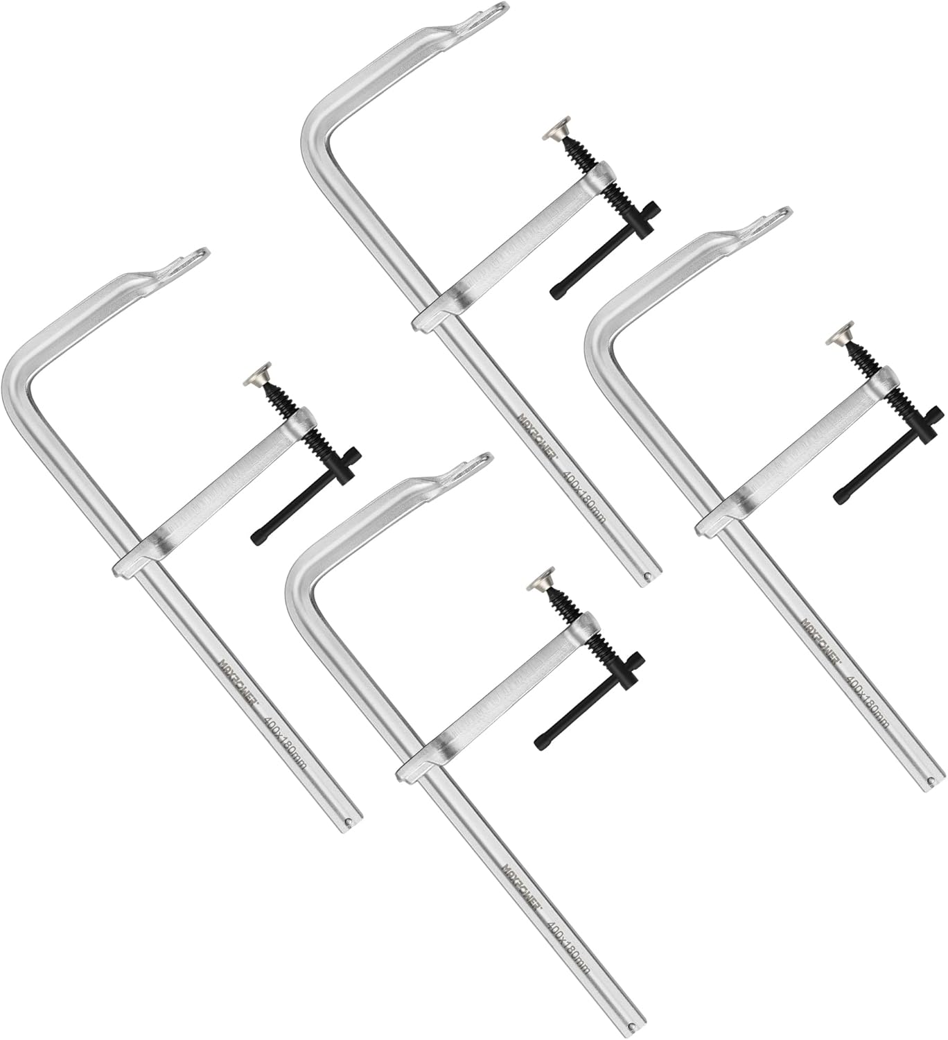 MAXPOWER Deep Throat F Clamp 15-5/8" x 7-1/8" (400 x 180 mm), Heavy Duty Clamp for Welding, Rail Size 1" x 15/32", Pack of 4 400 x 180 mm / 4 PCS