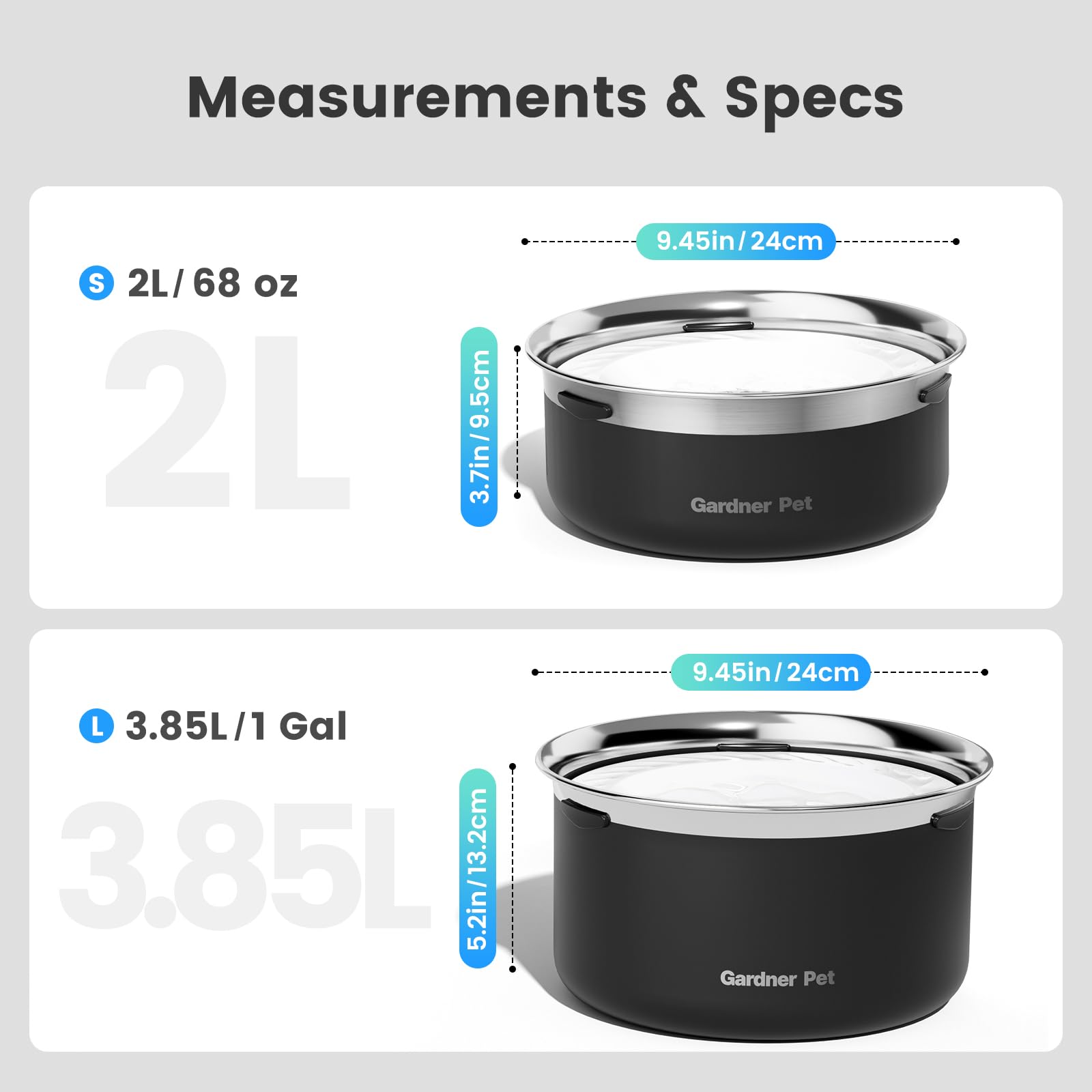 Gardner Pet Dog Bowls 3.85L,Stainless Steel Non Spill Dog Water Bowl,Slow Water Feeder,Metal Large Pet Water Bowls,Anti-Splash Water Dispenser for Large Dogs,Black - Image 2