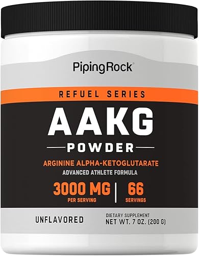 Miniatura 1 de Piping Rock AAKG Polvo 3000mg 7oz  Potenciador de óxido nítrico  Fórmula avanzada para atletas  Suplemento sin sabor  Sin OMG ni gluten
