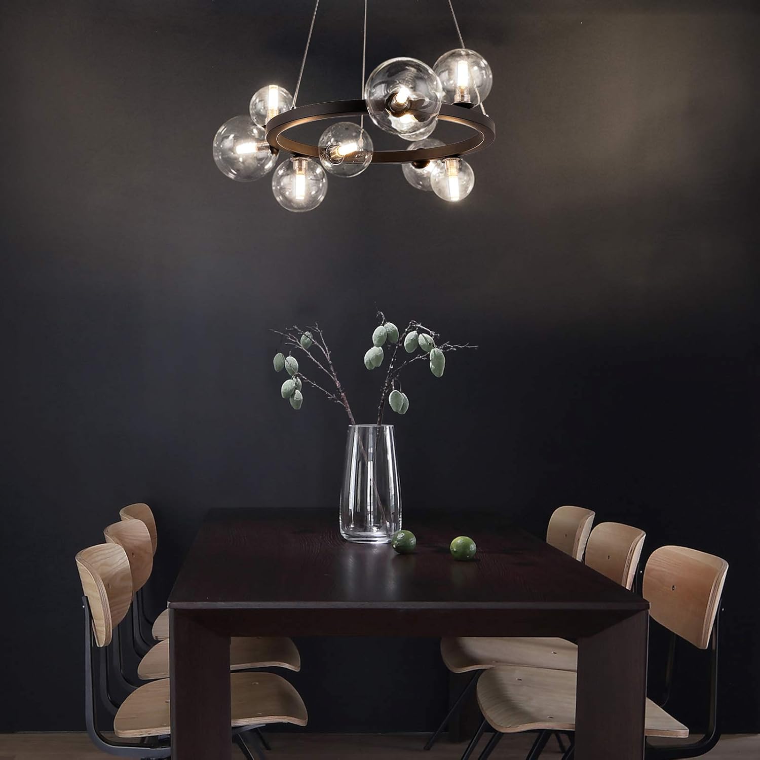 Suреr Chеар 🛒 Merexcint Round Black Chandeliers Kitchen Island Lighting 9-Lights, Mid Century Ceiling Hanging Pendant Light for Bedroom Living Room Nordic Chandelier with Glass Shade Buу 1 gеt 1 Merexcint Round Black Chandeliers Kitchen Island Lighting 9-Lights, Mid Century Ceiling Hanging Pendant Light for Bedroom Living Room Nordic Chandelier with Glass Shade