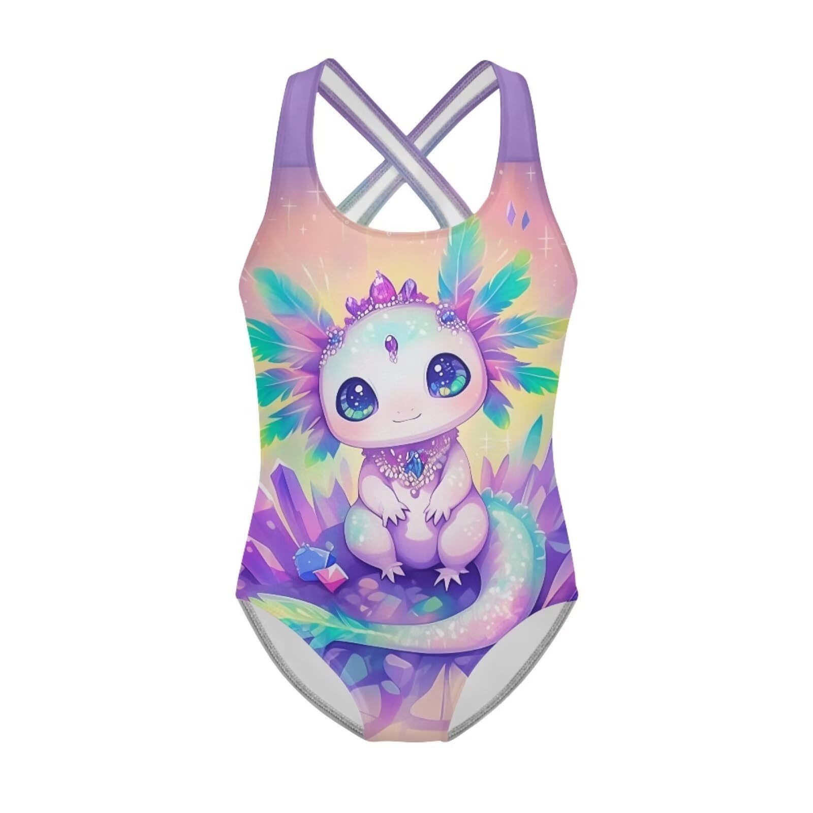 Xpyiqun Swimsuit for Girls One Piece Bathing Suits Size 5-14 Sleeveless Swimwear Cross Shoulder Strap Swimming Wear