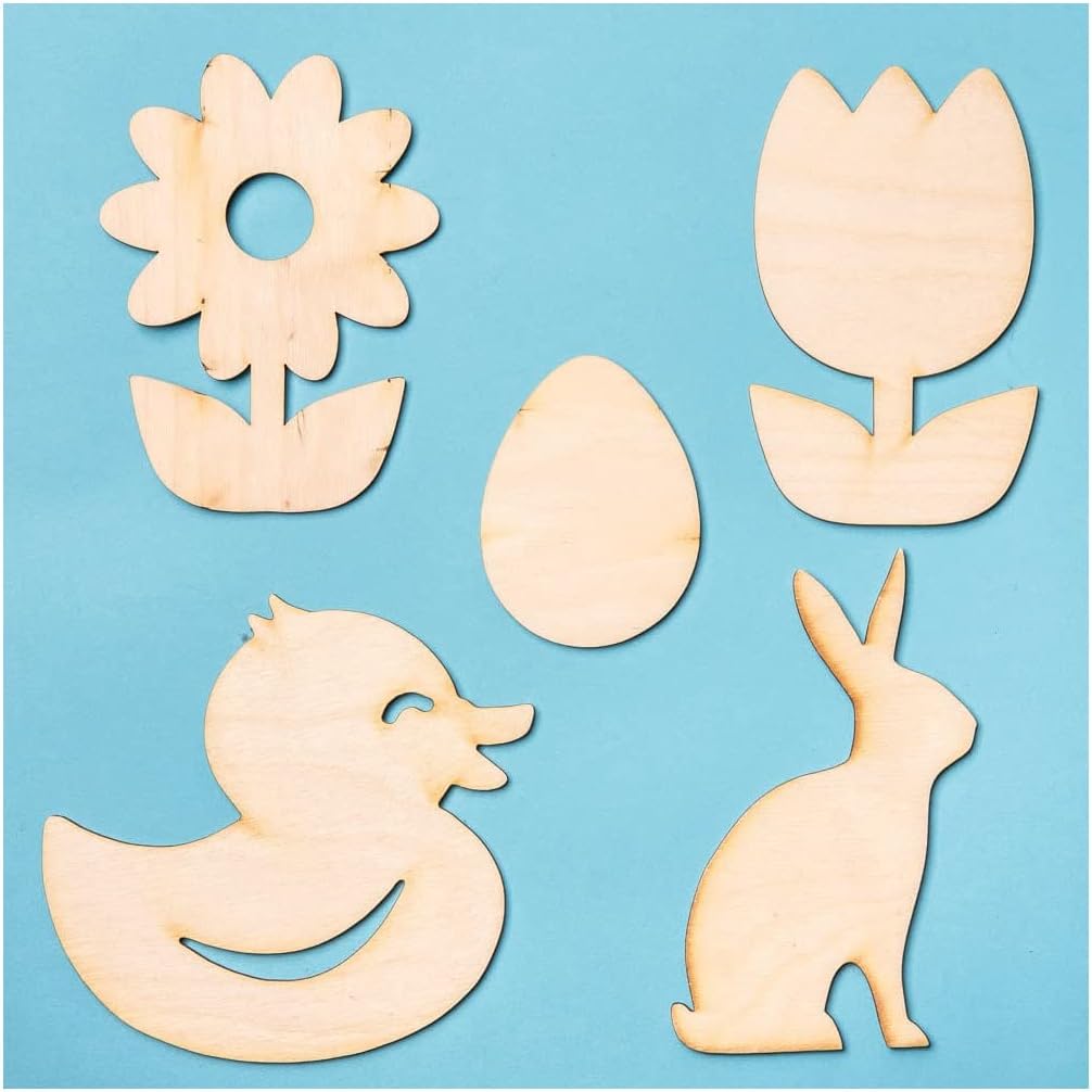 Factory Direct Craft 24‑Piece Unfinished Wooden Flower Cutouts – 4-3/4 Inch Daisy Blank Wood Shapes for Painting, DIY Crafts, Summer Projects, and Decorations