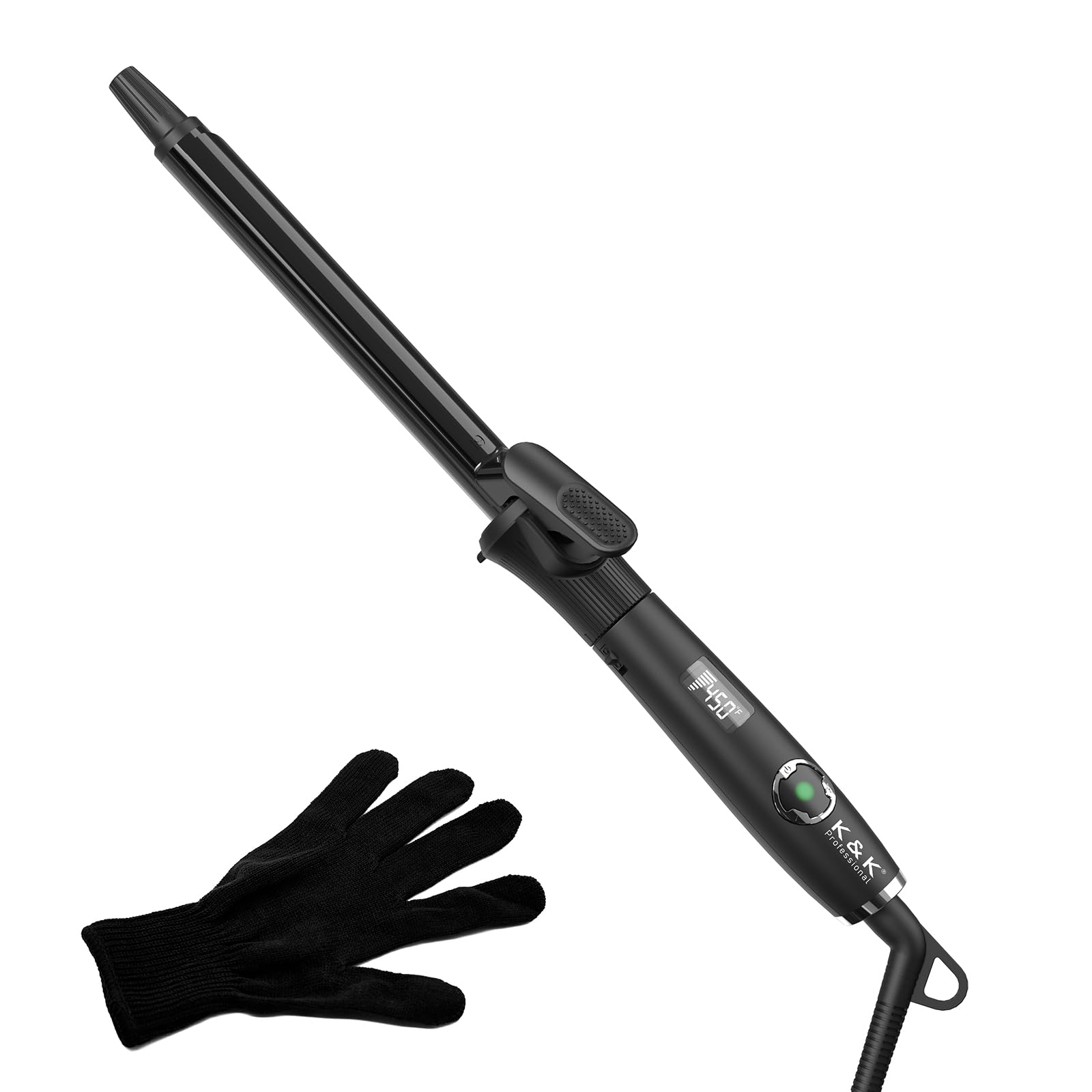 3/4 Inch Curling Iron with Clipped Tourmaline Ceramic Barrel Professional 0.75Inch Hair Curler up to 450°F Dual Voltage for Traveling 60 Mins Auto Off Suit for Different (Black, 0.75 Inch)
