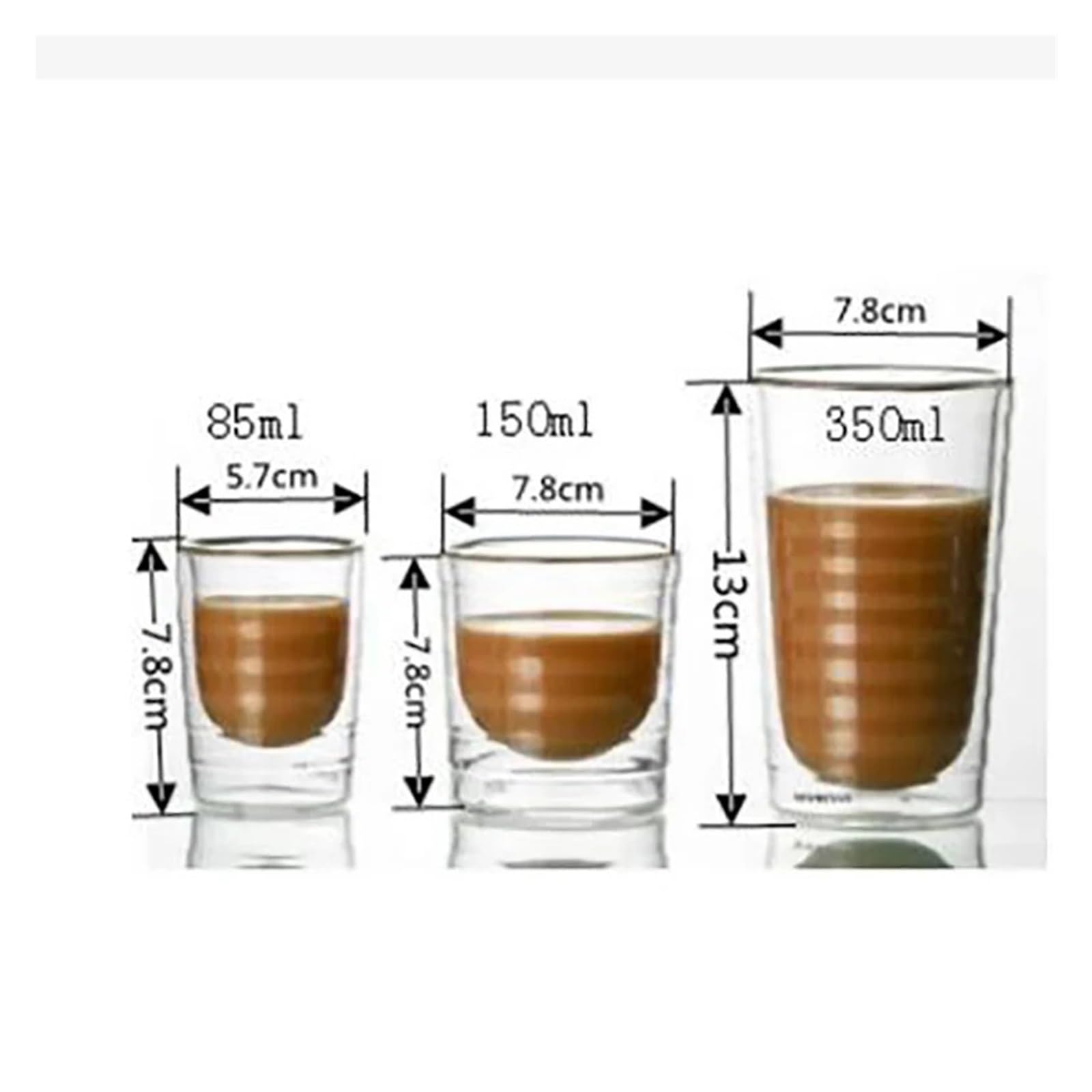 Odporny na ciepło podwójny szklany kubek do kawy, ręcznie robiony kreatywny kubek do kawy do zimnych napojów, przezroczyste szklanki (350 ml, 4 szt.)