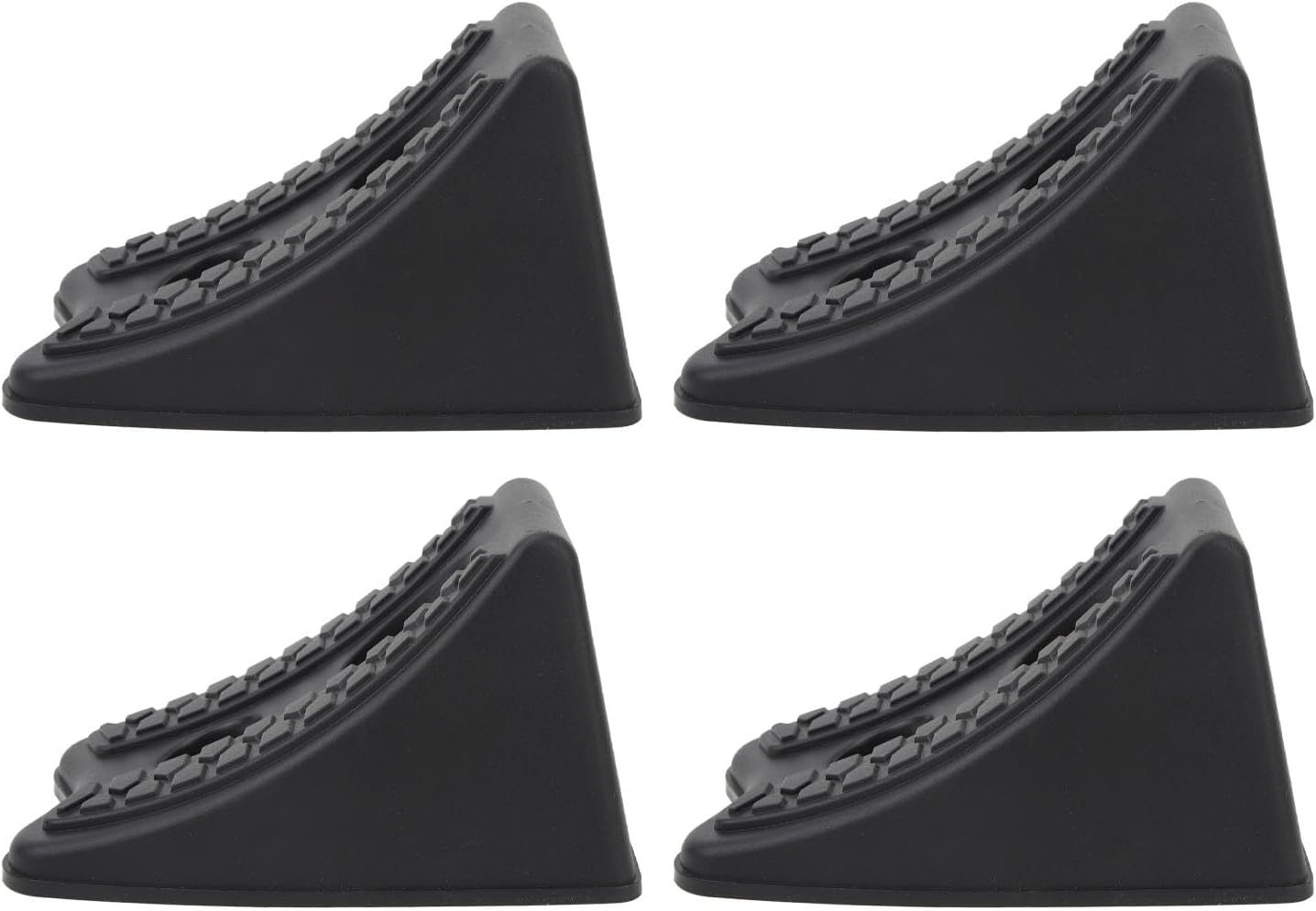 Focket Wheel Chocks, 4 Pack Stackable Anti Slip Rubber Wheel Chocks, RV with Triangular Design for Cars Trucks Trailers RVs ATVs Aircraft Leveling Blocks